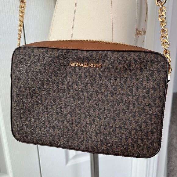 NWT $378 Michael Kors Jet Set Crossbody Bag Brown Adjustable Strap Women NEW - Picture 1 of 9